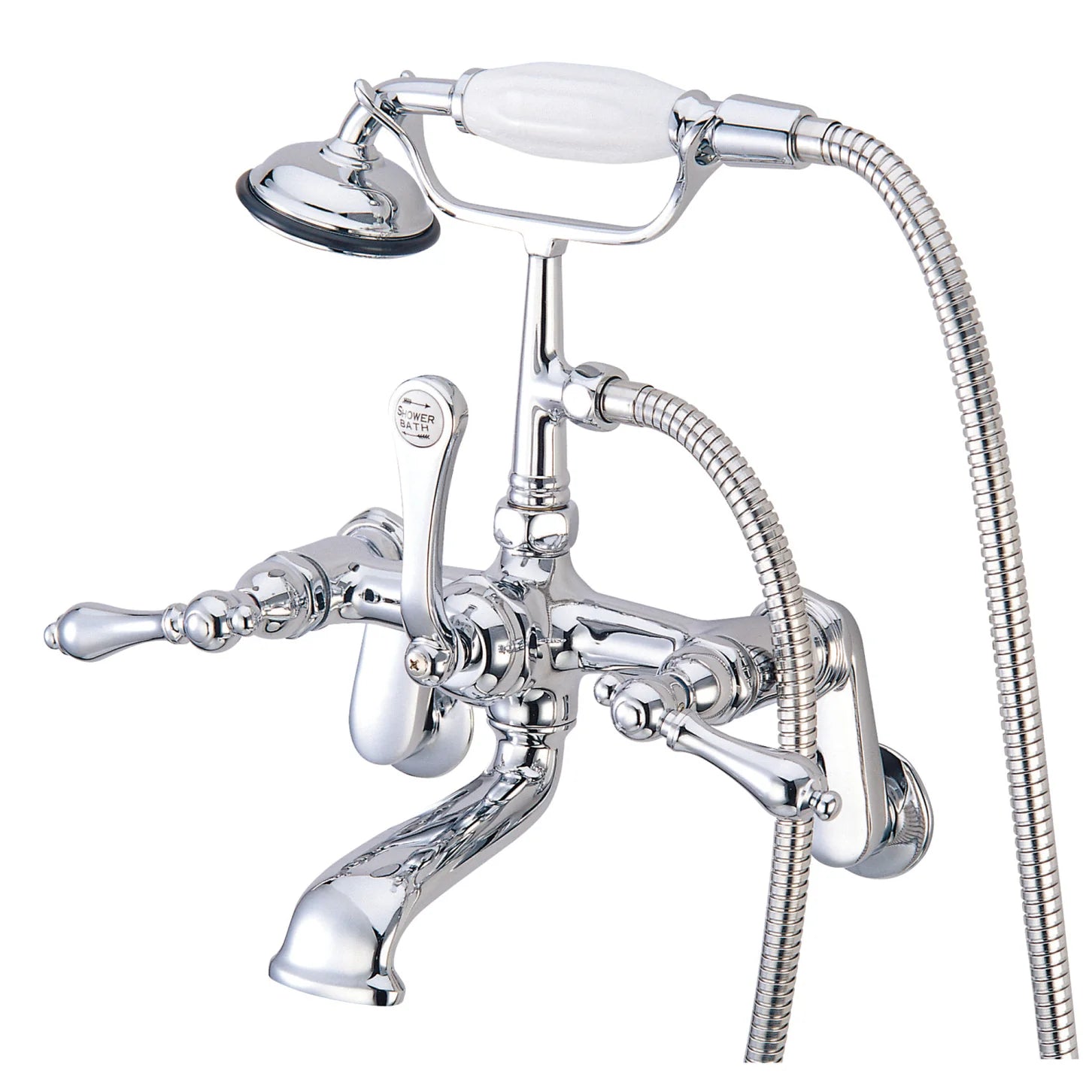 Kingston - Tub Faucets - Vintage CC51T Three-Handle 2-Hole Tub Wall Mount Clawfoot Tub Faucet with Hand Shower
