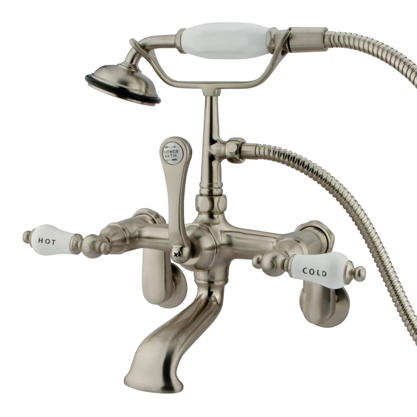 Kingston - Tub Faucets - Vintage CC53T Three-Handle 2-Hole Tub Wall Mount Clawfoot Tub Faucet with Hand Shower
