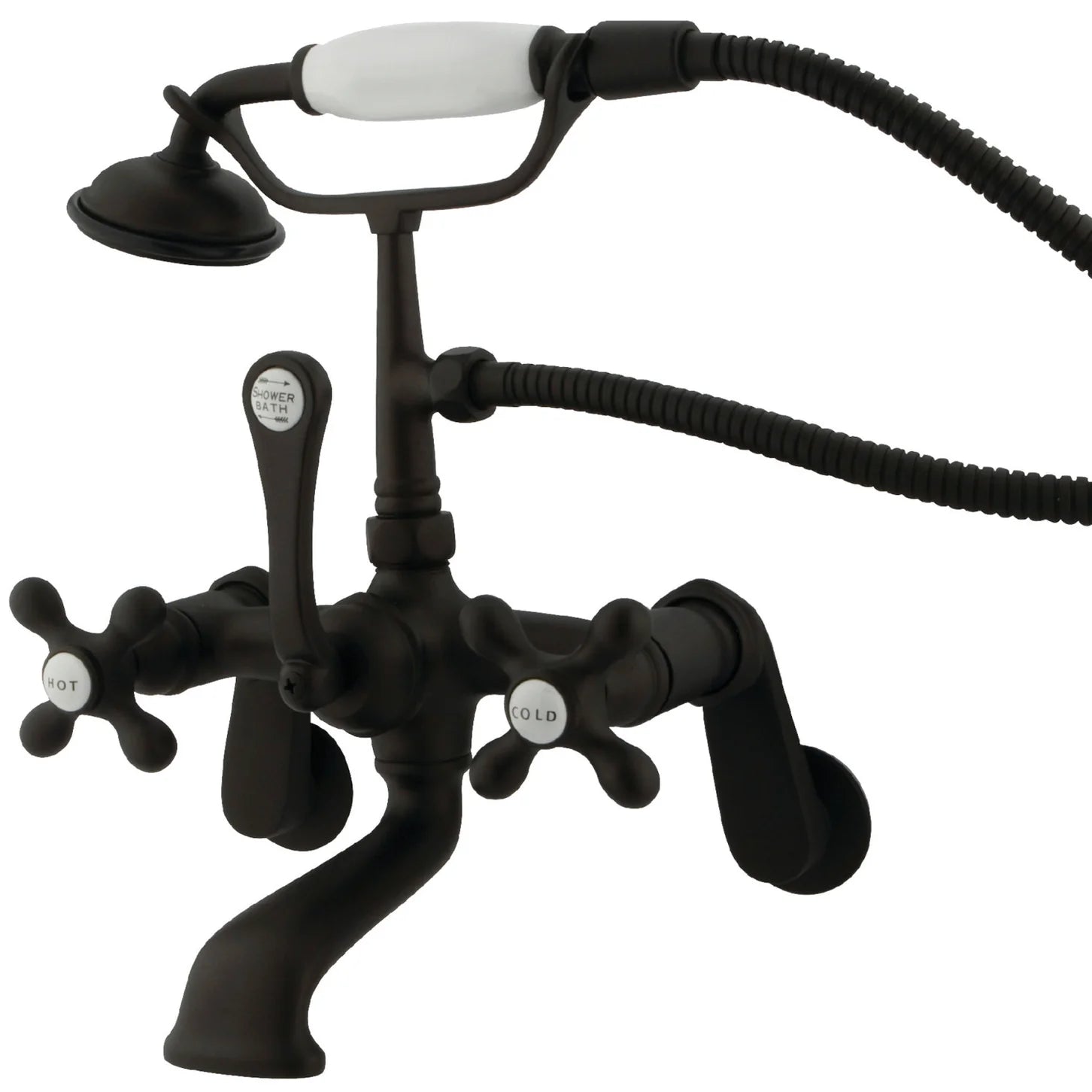 Kingston - Tub Faucets - Vintage CC57T Three-Handle 2-Hole Tub Wall Mount Clawfoot Tub Faucet with Hand Shower