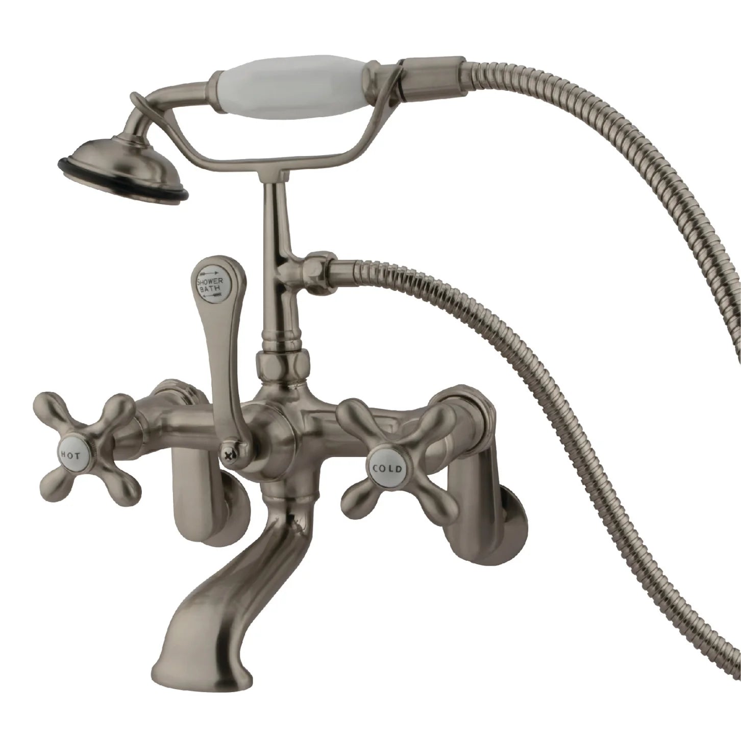 Kingston - Tub Faucets - Vintage CC57T Three-Handle 2-Hole Tub Wall Mount Clawfoot Tub Faucet with Hand Shower