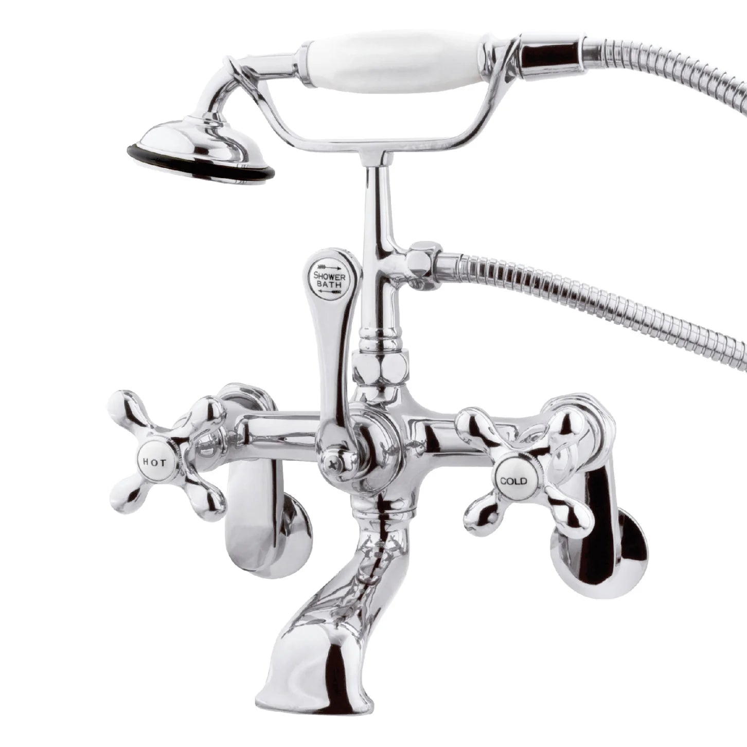 Kingston - Tub Faucets - Vintage CC57T Three-Handle 2-Hole Tub Wall Mount Clawfoot Tub Faucet with Hand Shower