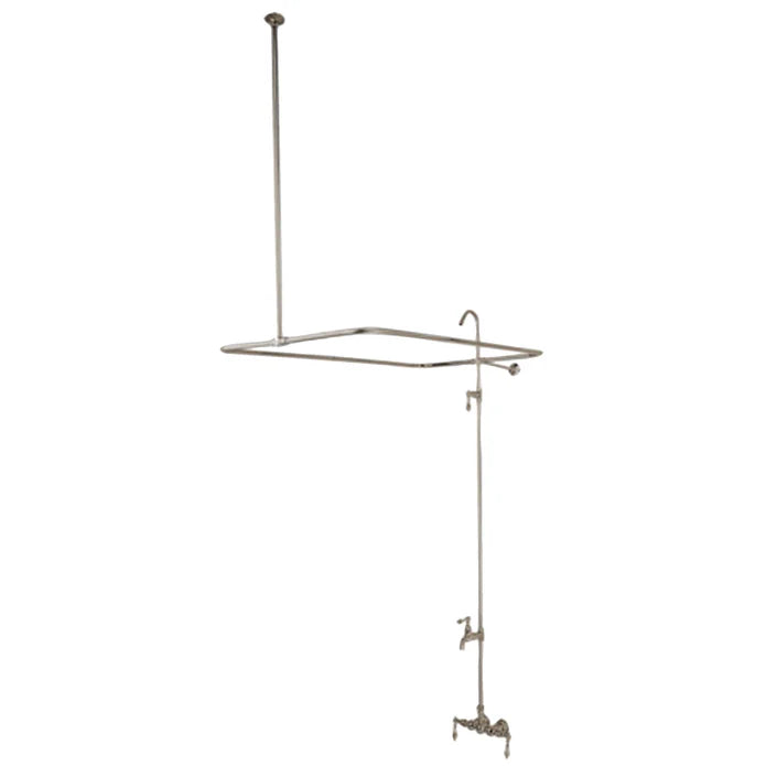 Kingston - Tub Faucets - Vintage CC61 (Metal Lever) Four-Handle 2-Hole Tub Wall Mount Clawfoot Tub Faucet with Shower Enclosure