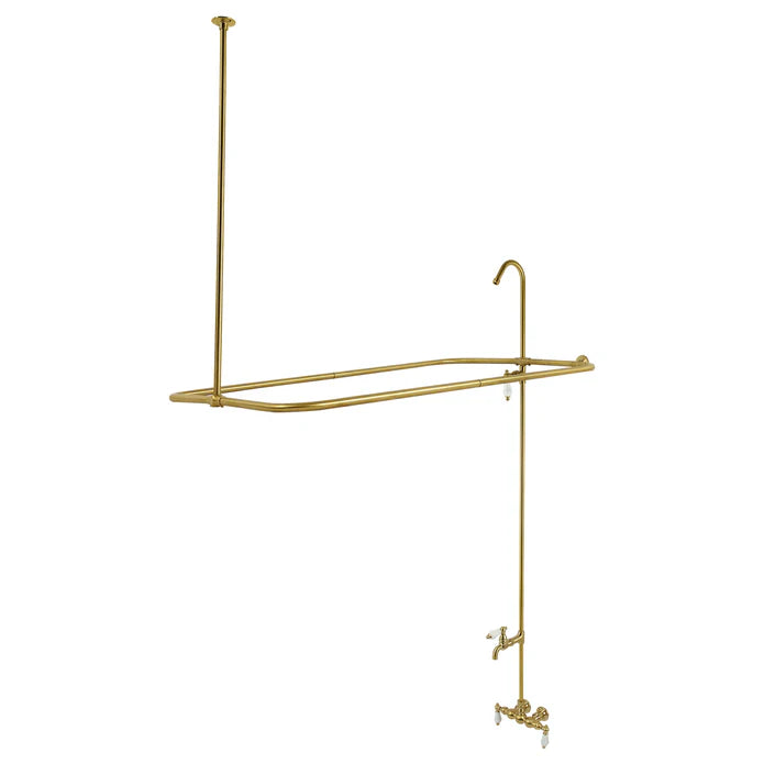 Kingston - Tub Faucets - Vintage CC63 (H&C Porcelain Lever) Three-Handle 2-Hole Tub Wall Mount Clawfoot Tub Faucet with Shower Enclosure