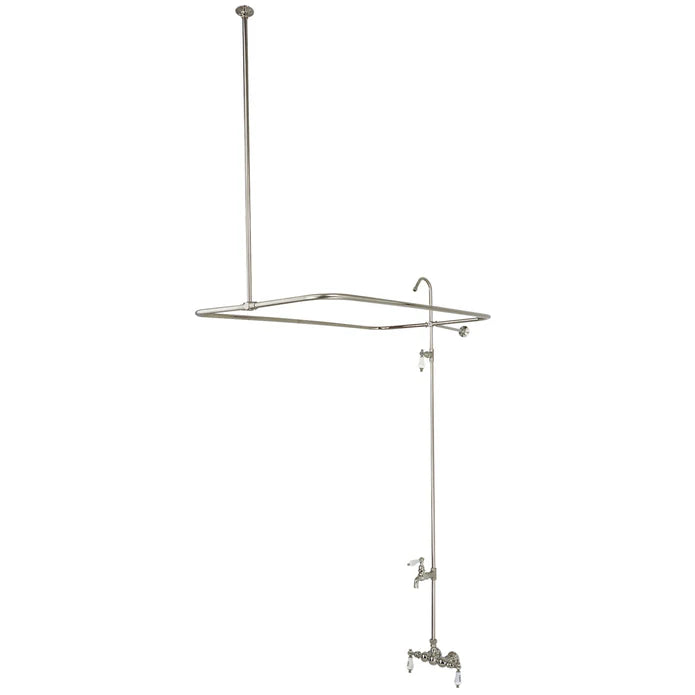 Kingston - Tub Faucets - Vintage CC63 (H&C Porcelain Lever) Three-Handle 2-Hole Tub Wall Mount Clawfoot Tub Faucet with Shower Enclosure