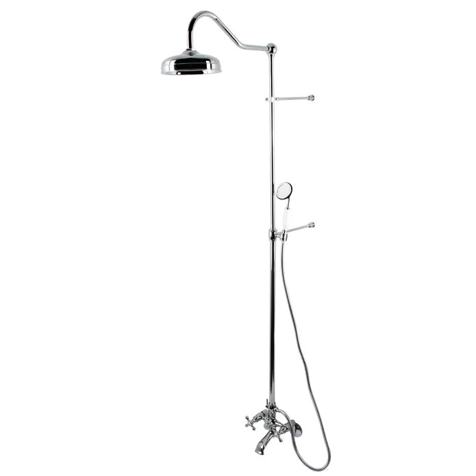 Kingston - Tub Faucets - Vintage CCK266 Two-Handle 2-Hole Wall Mount Clawfoot Tub Faucet Package with Shower Combo and Hand Shower