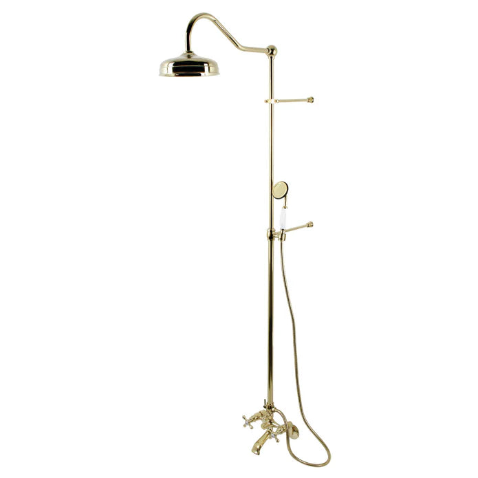 Kingston - Tub Faucets - Vintage CCK266 Two-Handle 2-Hole Wall Mount Clawfoot Tub Faucet Package with Shower Combo and Hand Shower