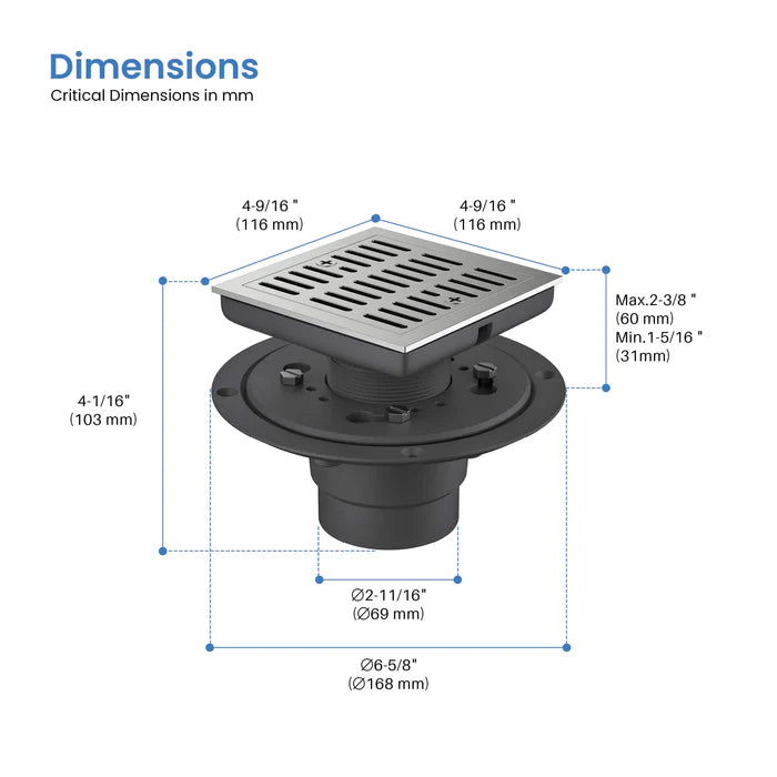 Casa Fixtures - Shower Drain - Casa 4" Tile-In Shower Drain (CFD-0402)