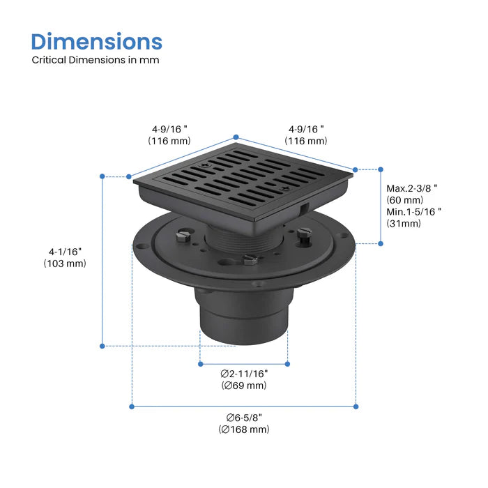 Casa Fixtures - Shower Drain - Casa 4" Tile-In Shower Drain (CFD-0402)