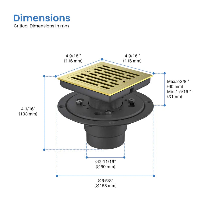 Casa Fixtures - Shower Drain - Casa 4" Tile-In Shower Drain (CFD-0403)