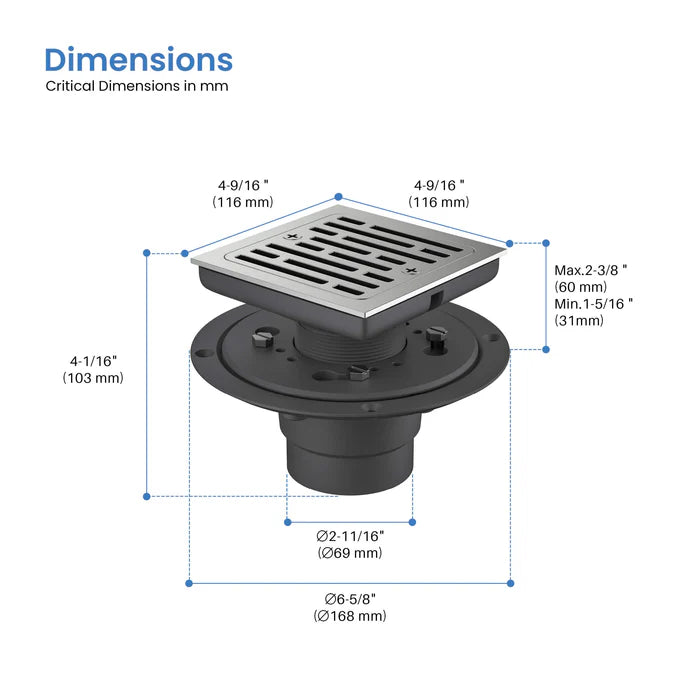 Casa Fixtures - Shower Drain - Casa 4" Tile-In Shower Drain (CFD-0403)