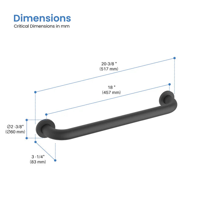 Casa Fixtures - Bathroom Accessories - Halo 18" Stainless Steel Bathroom Safety Grab Bar (CGB-1018)