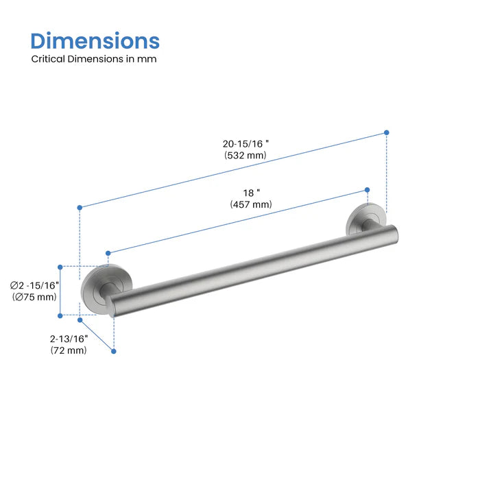 Casa Fixtures - Bathroom Accessories - 18" Stainless Steel Bathroom Safety Grab Bar (CGB-1118)