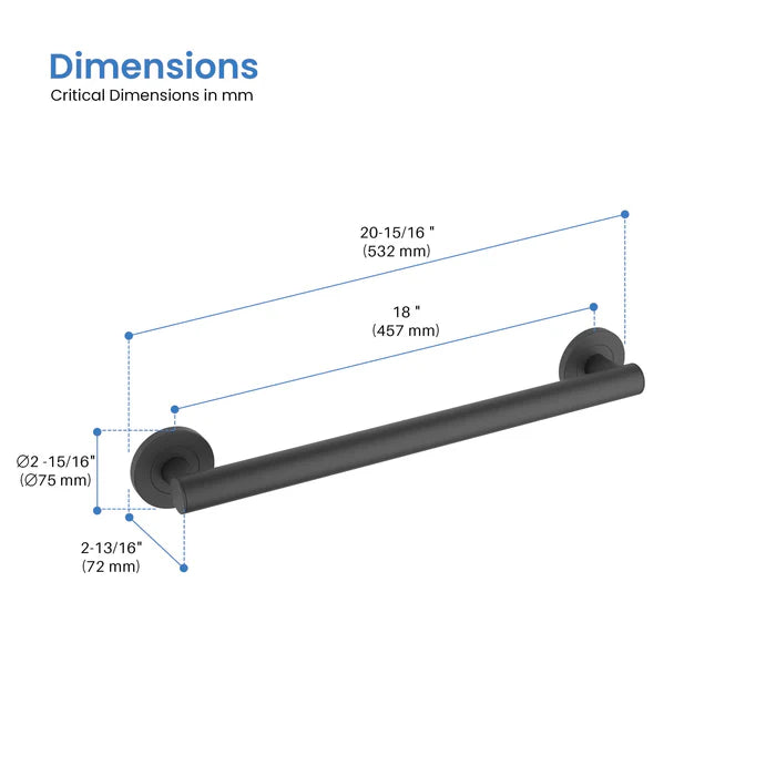 Casa Fixtures - Bathroom Accessories - 18" Stainless Steel Bathroom Safety Grab Bar (CGB-1118)