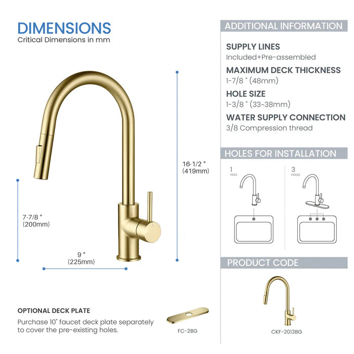 Casa Fixtures - Kitchen Faucet - Halo Single Handle Pull Down Kitchen Faucet (CKF-2013)