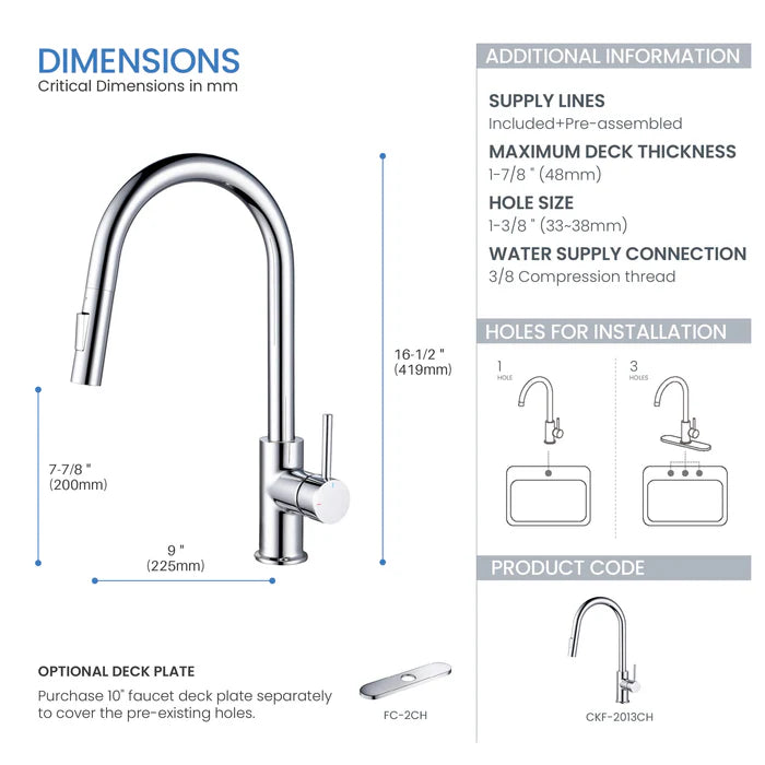 Casa Fixtures - Kitchen Faucet - Halo Single Handle Pull Down Kitchen Faucet (CKF-2013)