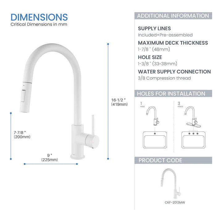 Casa Fixtures - Kitchen Faucet - Halo Single Handle Pull Down Kitchen Faucet (CKF-2013)