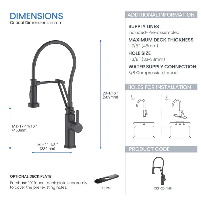 Casa Fixtures - Kitchen Faucet - Vista Single Handle Pull Down Kitchen Faucet (CKF-2014)