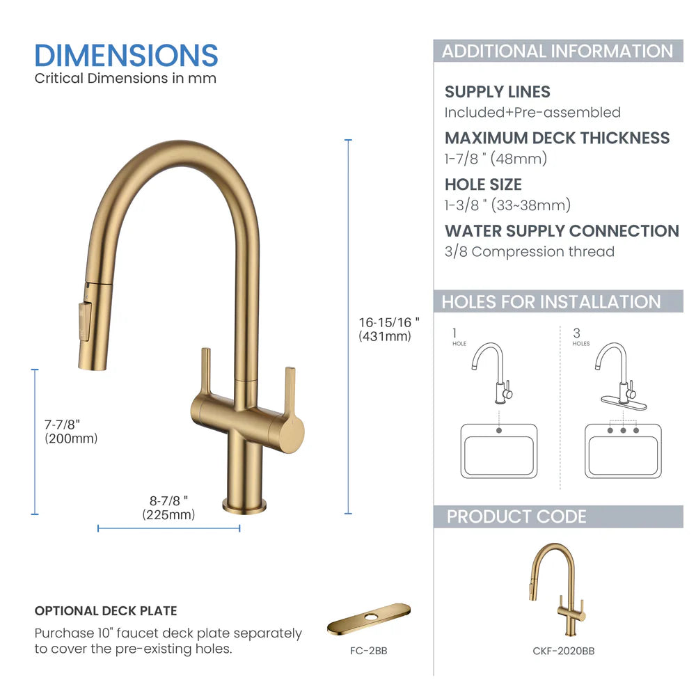 Casa Fixtures - Kitchen Faucet - Neo Single Hole Two Handle Pull Down Kitchen Faucet (CKF-2020)