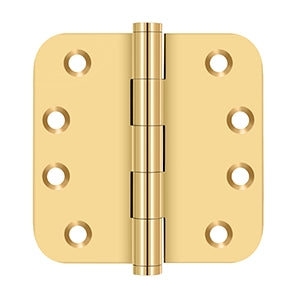 Deltana - Solid Brass Hinges - 4" x 4" Door Hinge 5/8" Radius Corner (Pairs)