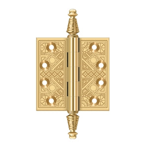 Deltana - Solid Brass Hinges - 3-1/2" x 3-1/2" Ornate Door Hinge Square Corner (Pairs)