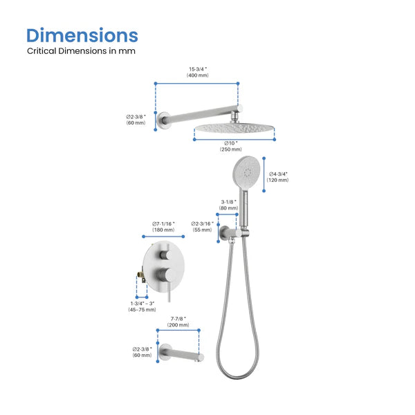 Casa Fixtures - Shower Faucets - Halo Pressure Balanced 3-Function Wall Mount Shower System with Rough-In Valve (CSF-4004)