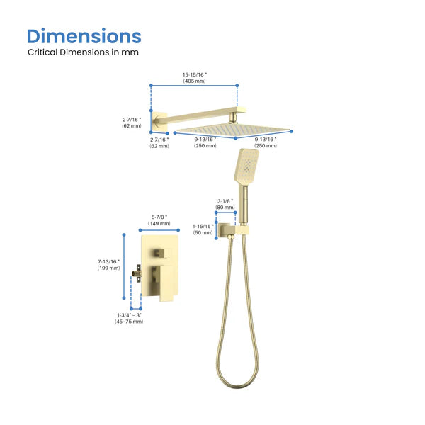 Casa Fixtures - Shower Faucets - Quadra Pressure Balanced 2-Function Wall Mount Shower System with Rough-In Valve (CSF-4005)