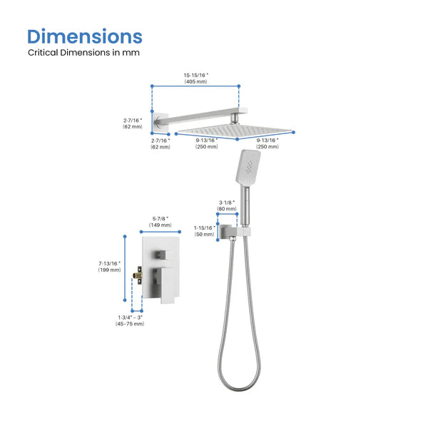 Casa Fixtures - Shower Faucets - Quadra Pressure Balanced 2-Function Wall Mount Shower System with Rough-In Valve (CSF-4005)