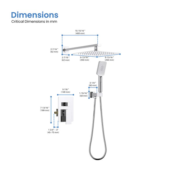 Casa Fixtures - Shower Faucets - Quadra Pressure Balanced 2-Function Wall Mount Shower System with Rough-In Valve (CSF-4005)