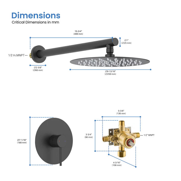 Casa Fixtures - Shower Faucets - Halo Pressure Balanced Single Function Wall Mount Shower System with Rough-In Valve (CSF-4007)