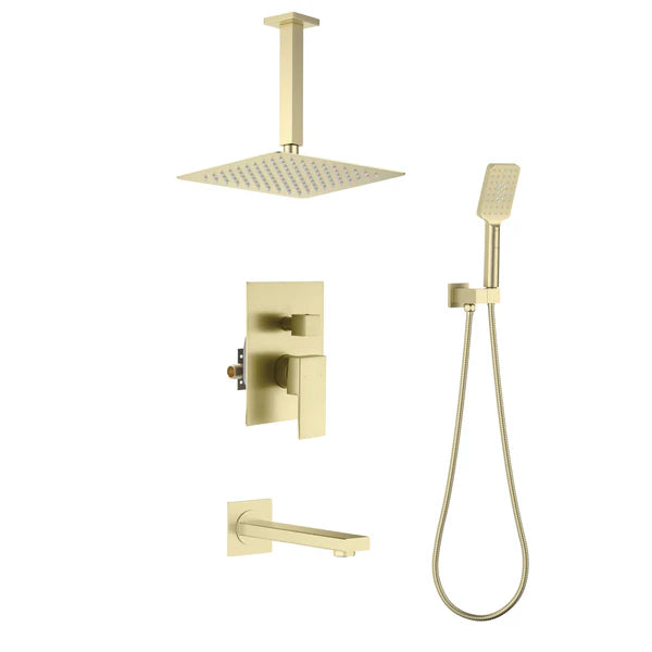 Casa Fixtures - Shower Faucets - Quadra Pressure Balanced 3-Function Ceiling Mount Shower System with Rough-In Valve (CSF-4013)