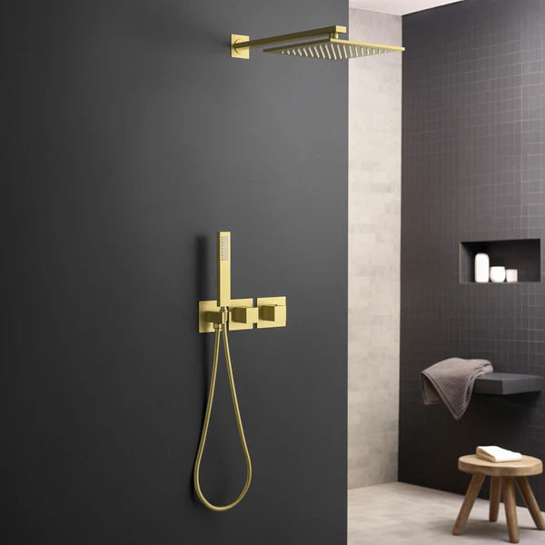 Casa Fixtures - Shower Faucets - Quadra 2-Function Thermostatic Wall Mount Shower System With Rough-in Valve (CSF-4014)