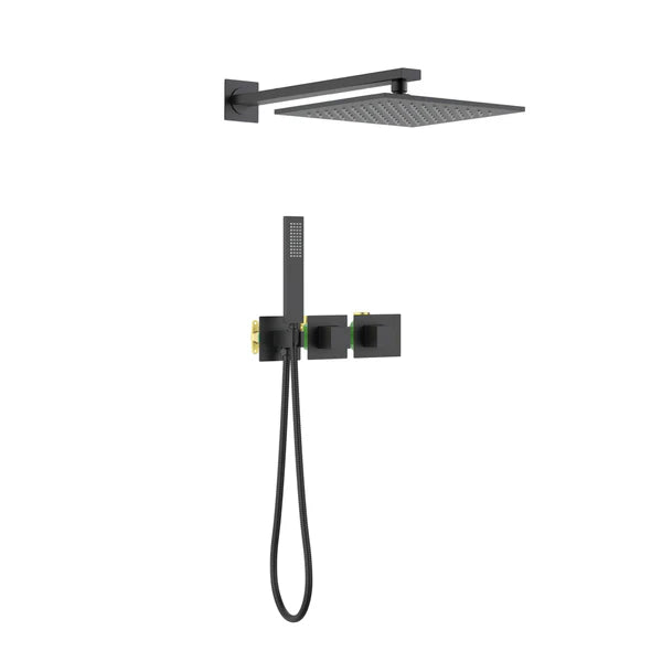 Casa Fixtures - Shower Faucets - Quadra 2-Function Thermostatic Wall Mount Shower System With Rough-in Valve (CSF-4014)