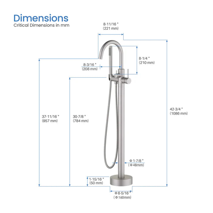Casa Fixtures - Tub Faucets - Halo Floor Mount Tub Filler With Hand Shower (CTF-3001)