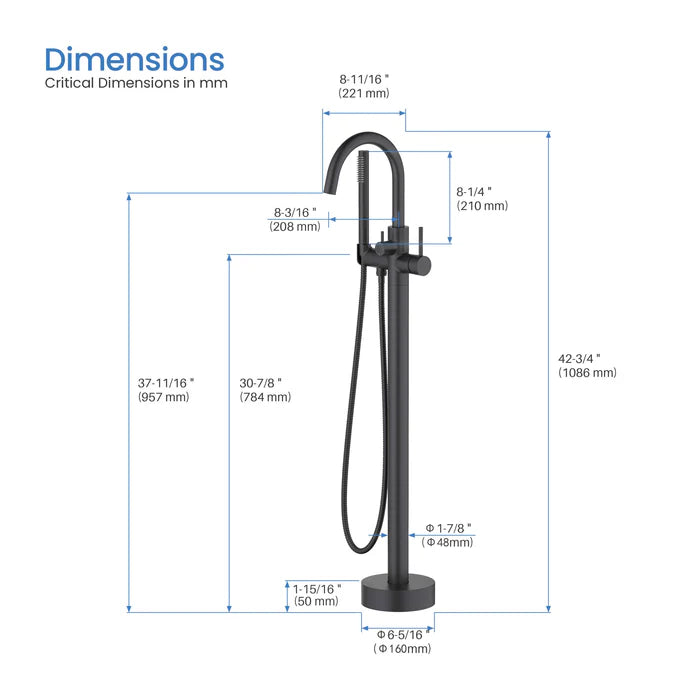 Casa Fixtures - Tub Faucets - Halo Floor Mount Tub Filler With Hand Shower (CTF-3001)