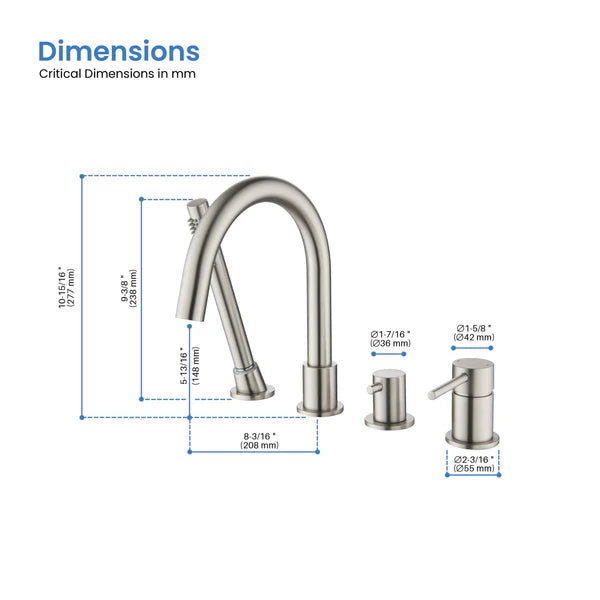 Casa Fixtures - Tub Faucets - Halo Deck Mounted Roman Bathtub Faucet with Hand Shower (CTF-3101)