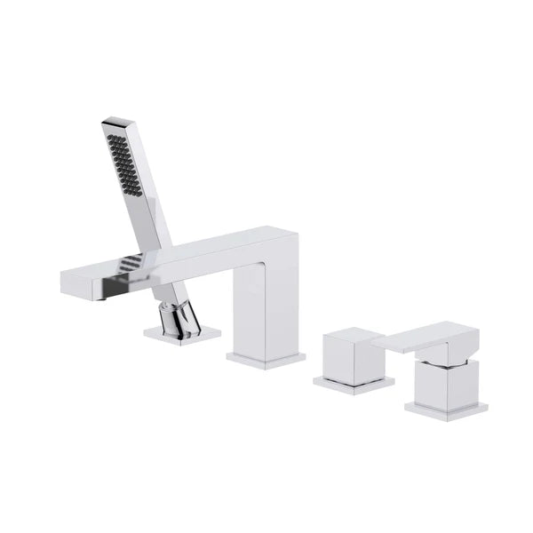Casa Fixtures - Tub Faucets - Quadra Deck Mounted Roman Bathtub Faucet with Hand Shower (CTF-3102)