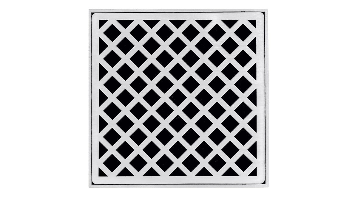 Infinity Drain - 5" x 5" Square Center Drain - XD 5 High Flow Criss Cross Series Drain (Complete Kit)