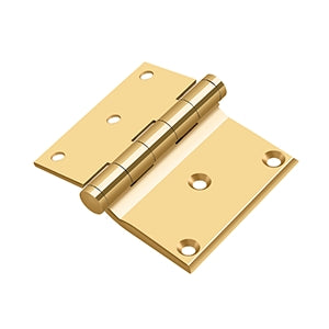 Deltana - Solid Brass Hinges - 3" x 3-1/2" Half Surface Door Hinge Square Corner (Pairs)