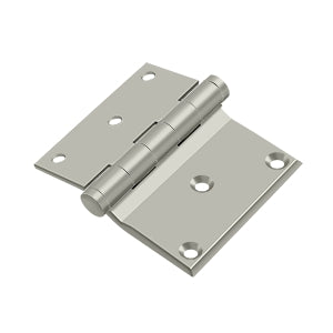 Deltana - Solid Brass Hinges - 3" x 3-1/2" Half Surface Door Hinge Square Corner (Pairs)