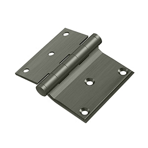 Deltana - Solid Brass Hinges - 3" x 3-1/2" Half Surface Door Hinge Square Corner (Pairs)