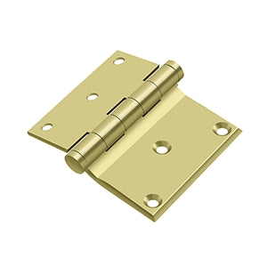 Deltana - Solid Brass Hinges - 3" x 3-1/2" Half Surface Door Hinge Square Corner (Pairs)