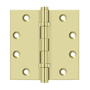 Deltana - Solid Brass Hinges - 4-1/2" x 4-1/2" Ball Bearing Door Hinge Square Corner (Pairs)