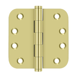 Deltana - Solid Brass Hinges - 4" x 4" Residential Door Hinge 5/8" Radius Corner (Pairs)