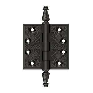 Deltana - Solid Brass Hinges - 3-1/2" x 3-1/2" Ornate Door Hinge Square Corner (Pairs)