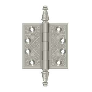 Deltana - Solid Brass Hinges - 3-1/2" x 3-1/2" Ornate Door Hinge Square Corner (Pairs)