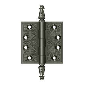 Deltana - Solid Brass Hinges - 3-1/2" x 3-1/2" Ornate Door Hinge Square Corner (Pairs)