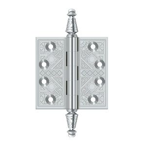 Deltana - Solid Brass Hinges - 3-1/2" x 3-1/2" Ornate Door Hinge Square Corner (Pairs)