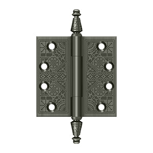 Deltana - Solid Brass Hinges - 4" x 4" Ornate Door Hinge Square Corner (Pairs)