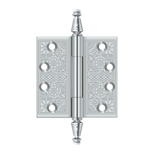 Deltana - Solid Brass Hinges - 4" x 4" Ornate Door Hinge Square Corner (Pairs)