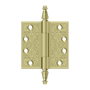 Deltana - Solid Brass Hinges - 4" x 4" Ornate Door Hinge Square Corner (Pairs)